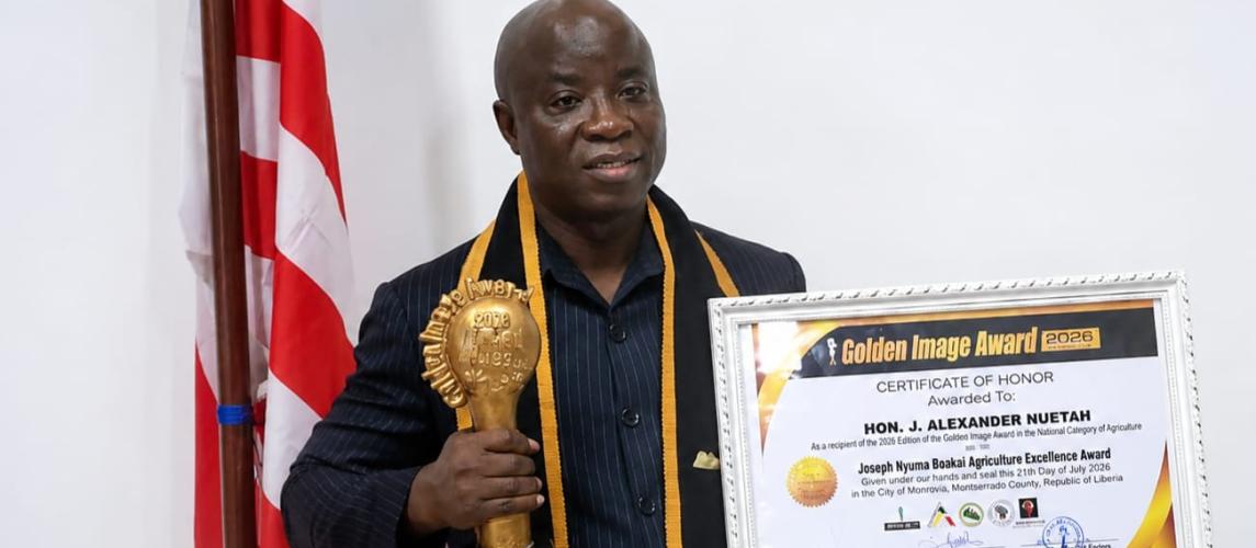 Agriculture Minister Receives Golden Image Award, Dedicates Honor to President Boakai, Ministry Staff and Liberian Farmers