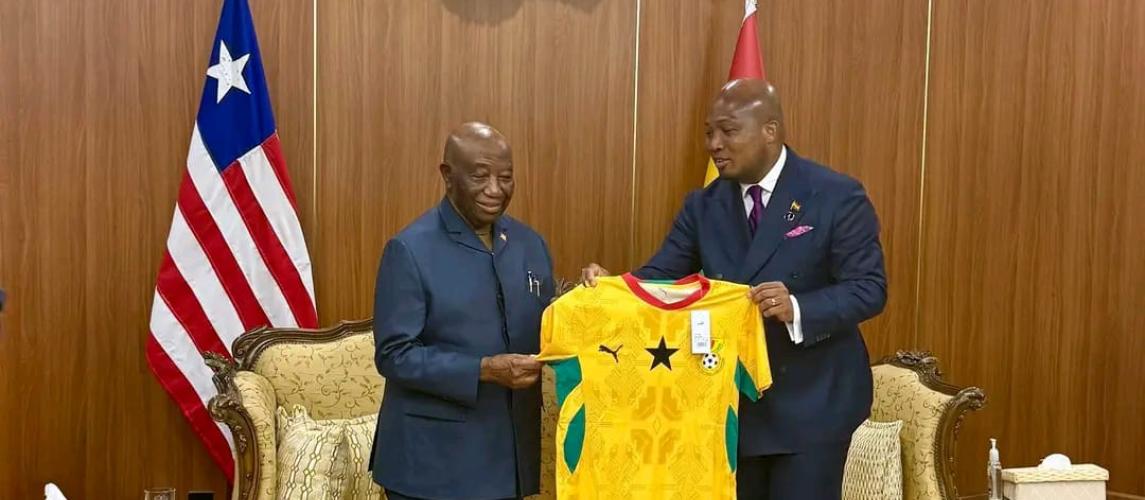 Foreign Minister Ablakwa presented President Boakai with an official Ghana national team jersey at the airport