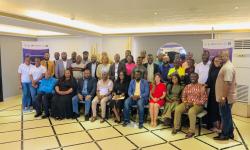 Cross section of stakeholders and participants posed for the press after the launch in Monrovia