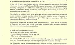 RESERVED BUSINESSES EXCLUSIVELY FOR LIBERIANS