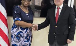 Foreign Minister H.E. Mme. Sara Beysolow Nyanti along with Mr. Mustafa Kemel Basa, Deputy Director General for Administrative and Financial Issues at the Ministry of Foreign Affairs of the Republic of Türkiye, 