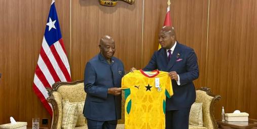 Foreign Minister Ablakwa presented President Boakai with an official Ghana national team jersey at the airport